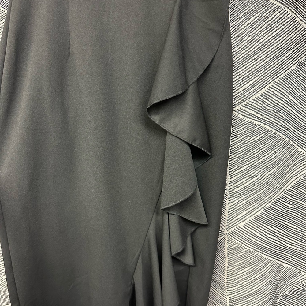 Knitee Womens Deep-V Neck Ruffle Sleeves Cocktail Party Pencil Slit Dress <269> - Picture 7 of 9